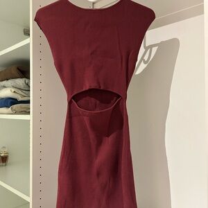 Aritzia Burgundy Cut-Out Mini Dress